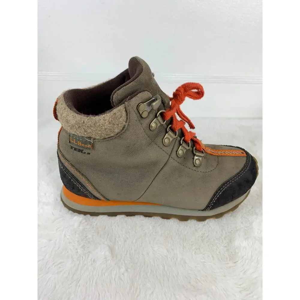 LL Bean Kid’s Tek 2.5 Primaloft Brown Leather Hiking Boots Size 1